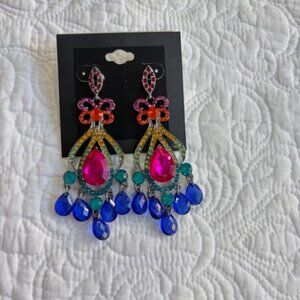 Multi-Color Crystal Rhinestone Chandelier Drop Dangle Earrings